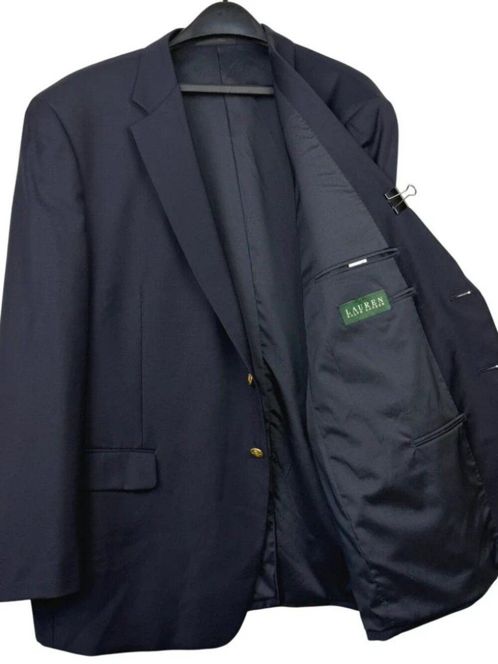 Ralph Lauren Mens 42R Navy GOLD BUTTONS 100% Wool Blazer Sport Coat